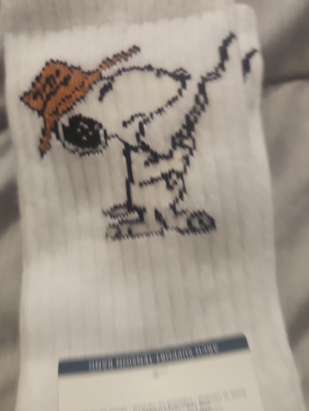 American Eagle Outfitters White Crew Socks with Orange Hat Snoopy Design